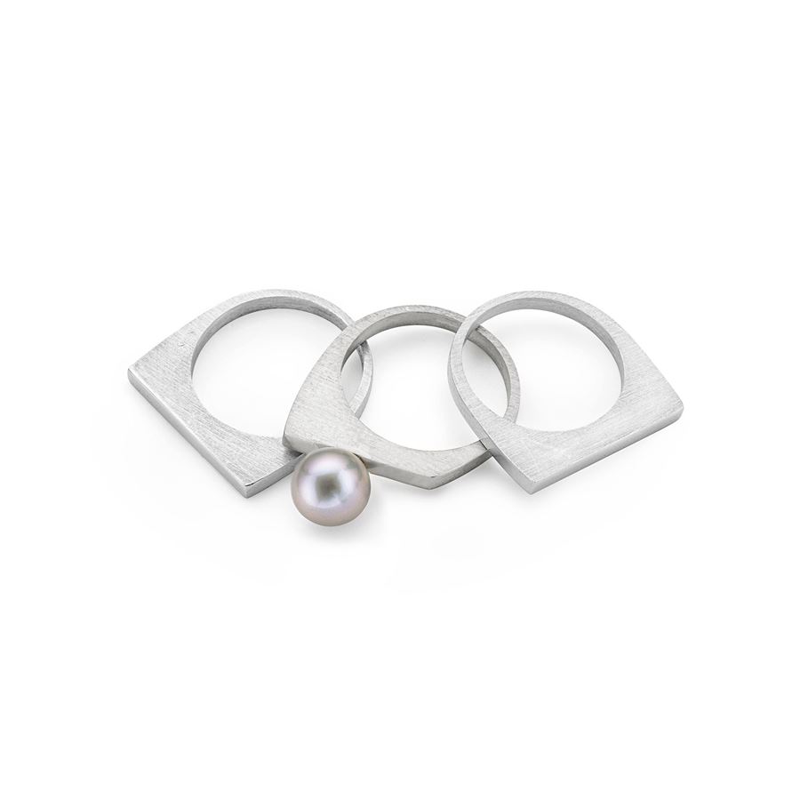 Anello 'Congiunzioni' punta con perla CONGIUNZIONI | AN1 CONPARG PRL GRI BIG